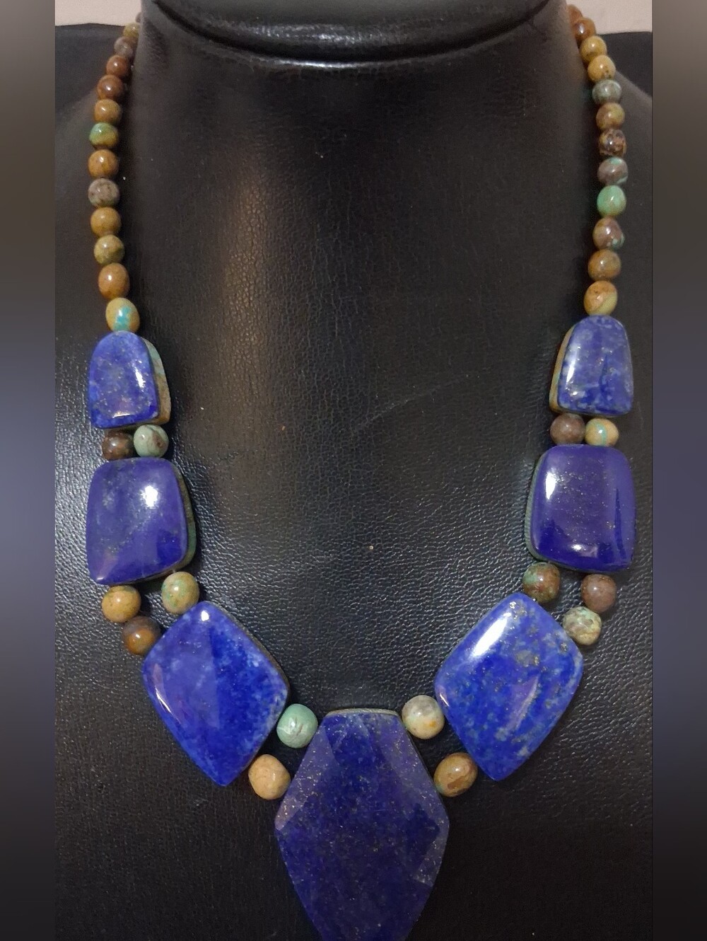 Vintage Jay King DTR 925 Turquoise & Lapis Lazuli Reversible Statement Necklace